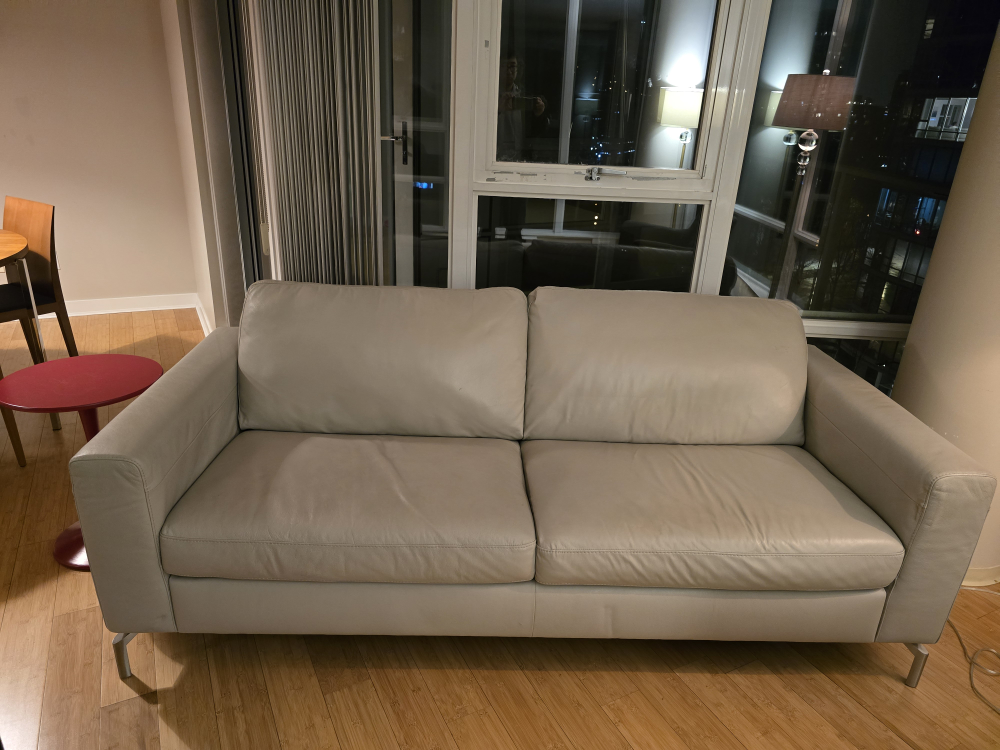 Modern Leather Sofa - Light Beige