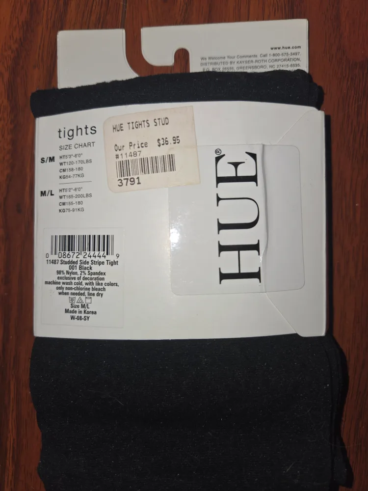 HUE Black Studded Tights Size Medium/Large image indicator(2)