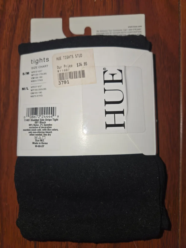 HUE Black Studded Tights Size Medium/Large image indicator(3)