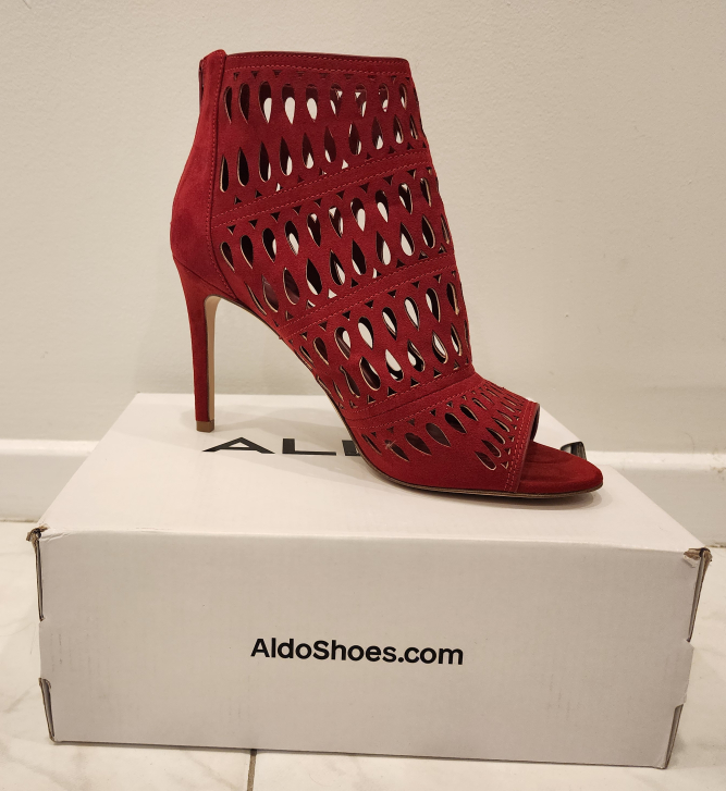 Red Aldo Cut-Out Bootie Heels