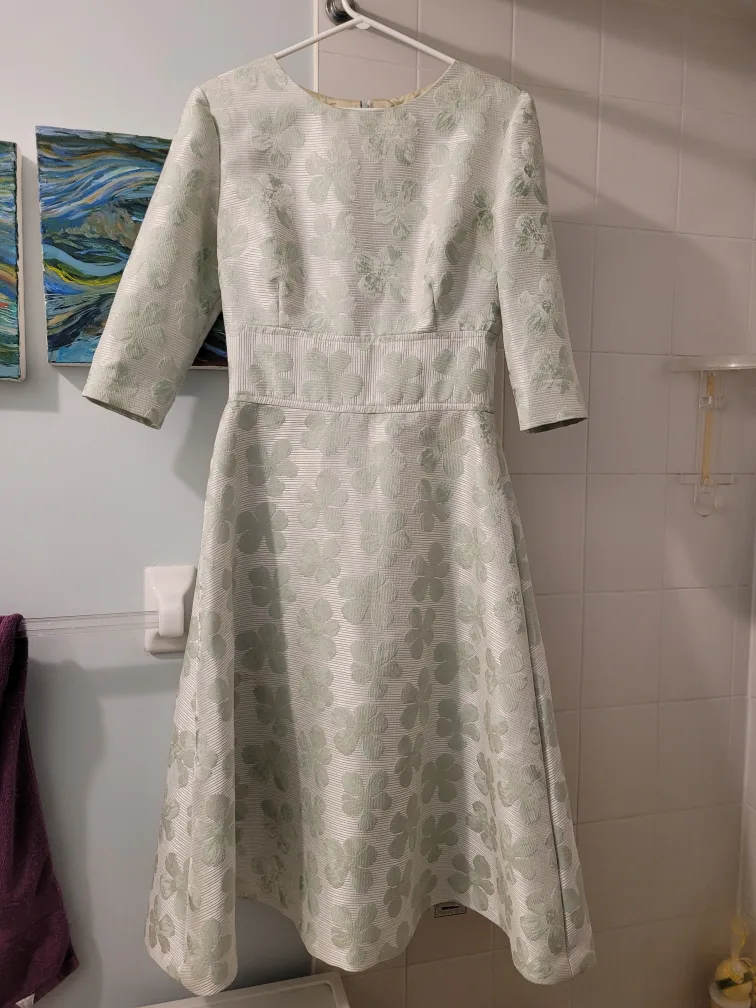 Sage Green Floral Fit and Flare Dress image indicator(5)