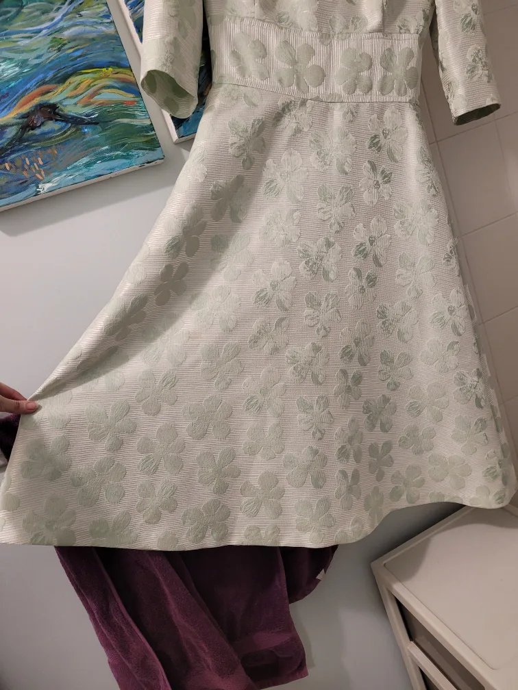 Sage Green Floral Fit and Flare Dress image indicator(6)