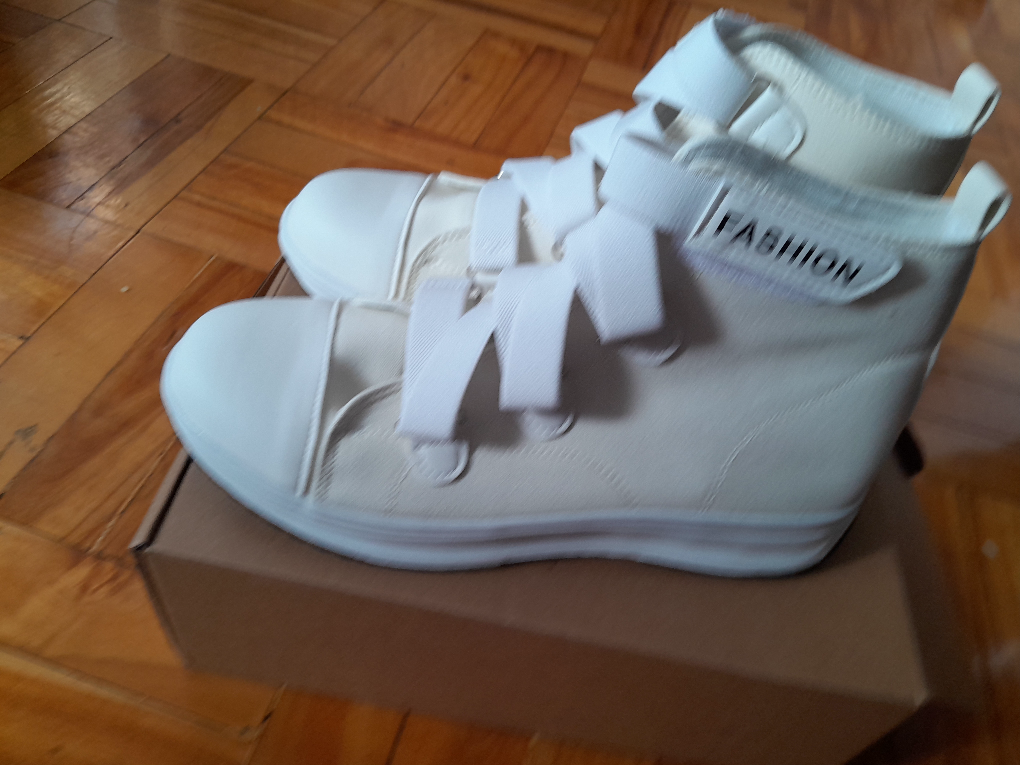 Women's White High-Top Canvas Sneakers