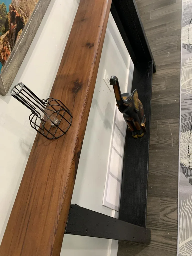 Rustic Wood Console Table with Black Metal Legs