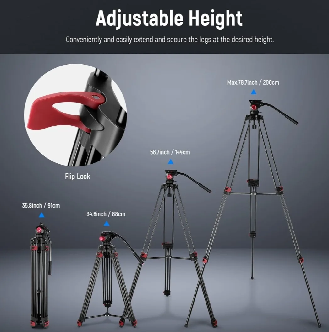 Neewer 79” Tripod TP-M200 – Heavy-Duty, Videography image indicator(5)