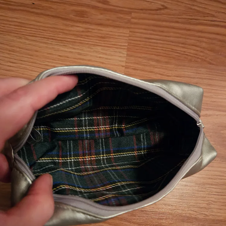 Silver Cosmetic Bag with Floral Embroidery image indicator(3)