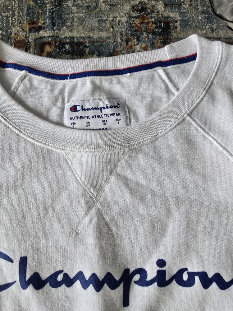Champion White Crewneck Sweatshirt Size Large