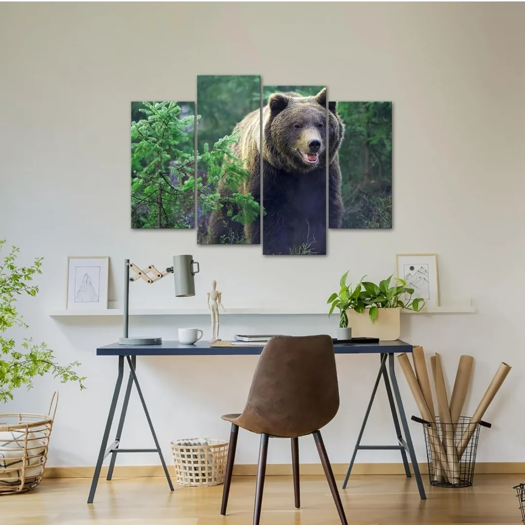 Large 4-Panel Bear Wall Art – 48"x32" Canvas Print image indicator(5)
