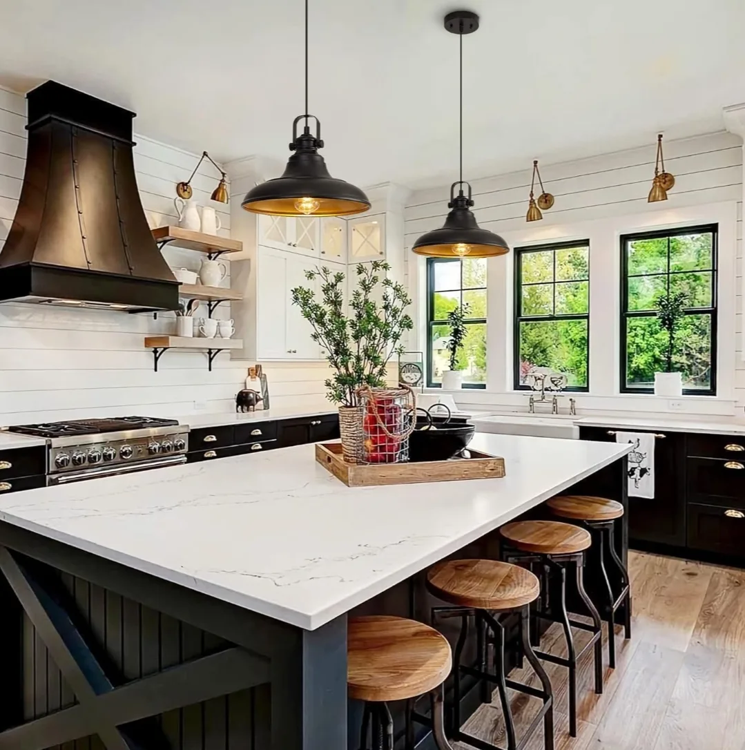 Modern Black Farmhouse Pendant Lights – Set of 3 image indicator(4)