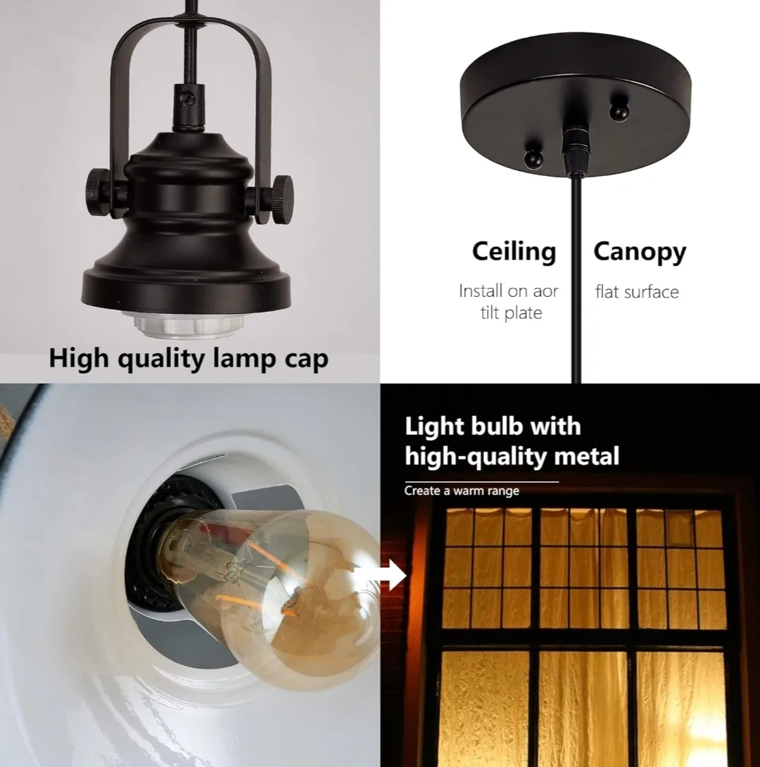 Modern Black Farmhouse Pendant Lights – Set of 3 image indicator(6)