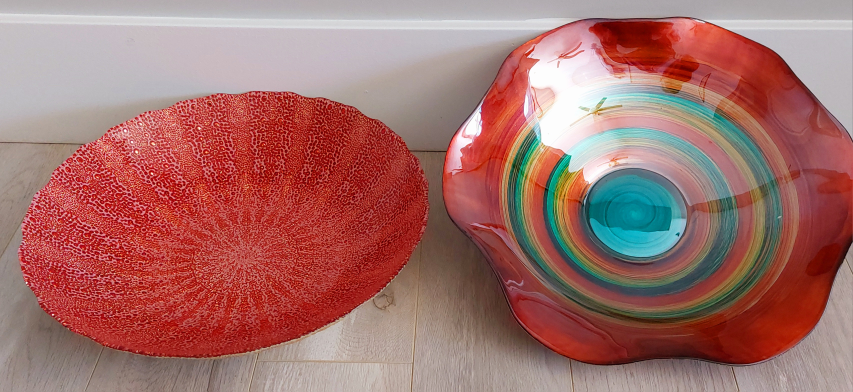 Set of Two Decorative Glass Bowls