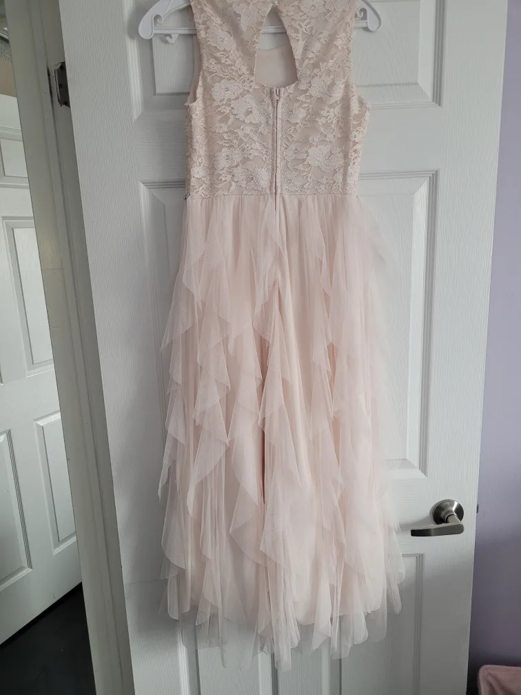 Girl's Blush Pink Flower Girl Dress and Silver Shoes image indicator(3)