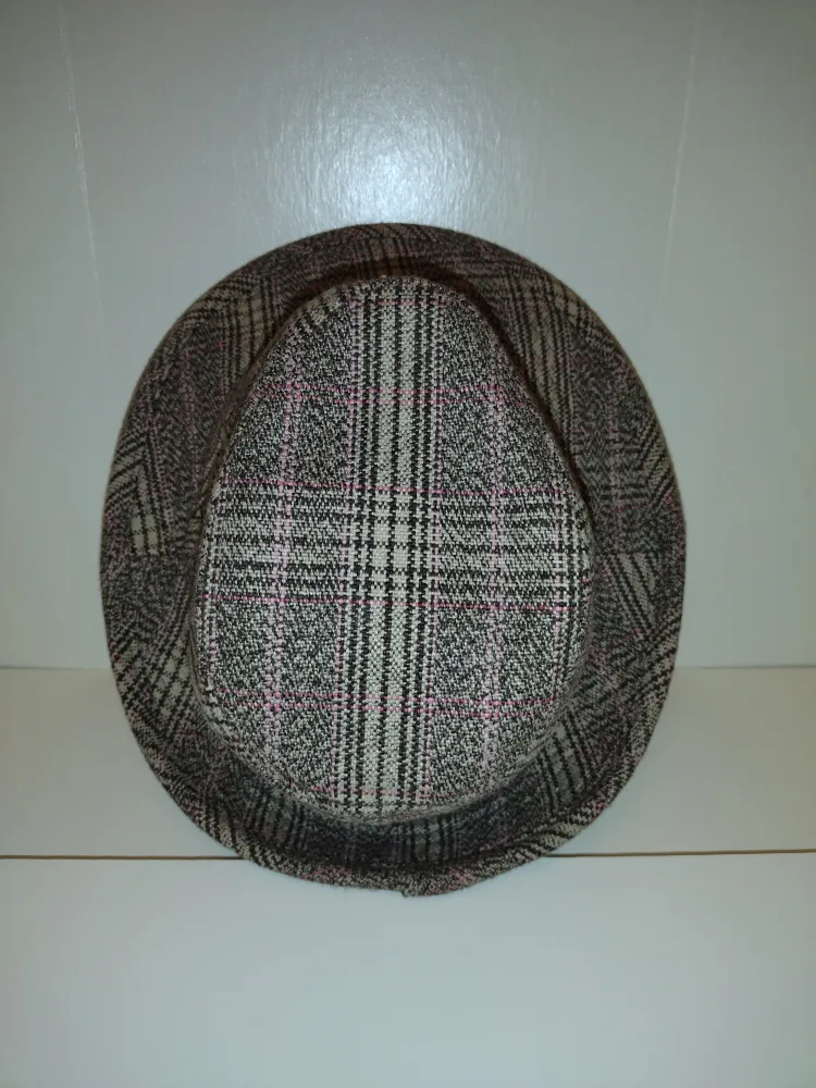 Brown and Pink Plaid Fedora Hat 💚 image indicator(2)