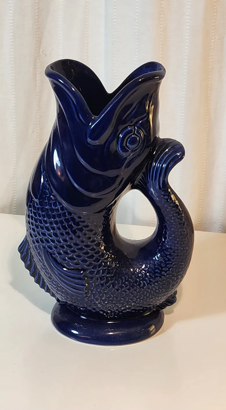 Vintage Cobalt Blue Fish Jug image indicator(2)