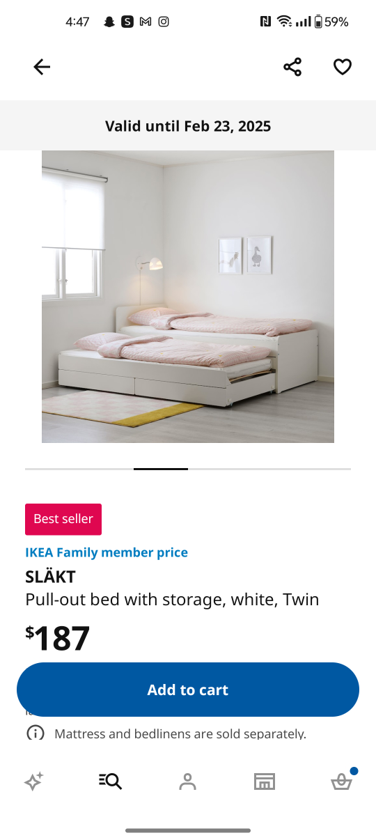 IKEA SLÄKT Pull-out Twin Bed with Storage - White