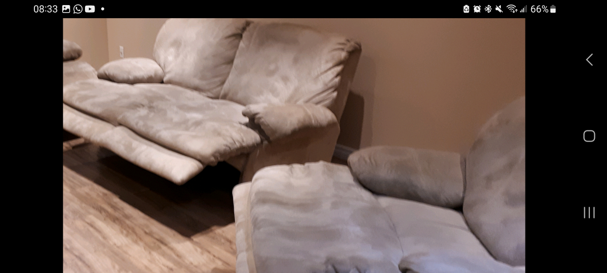 Reclining Sofa Set - Beige Microfiber - photo 3
