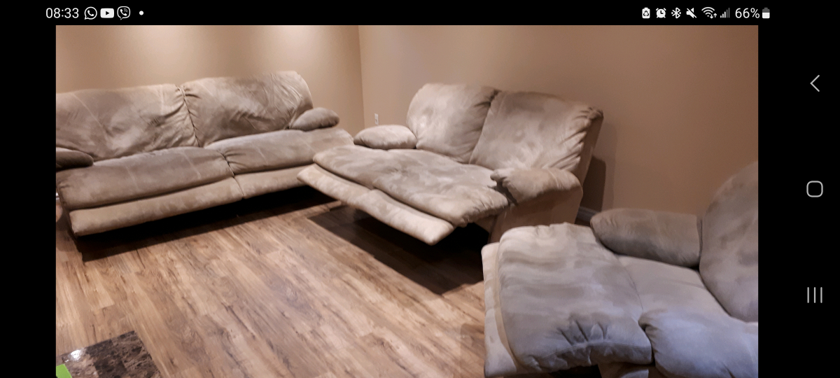Reclining Sofa Set - Beige Microfiber - photo 4