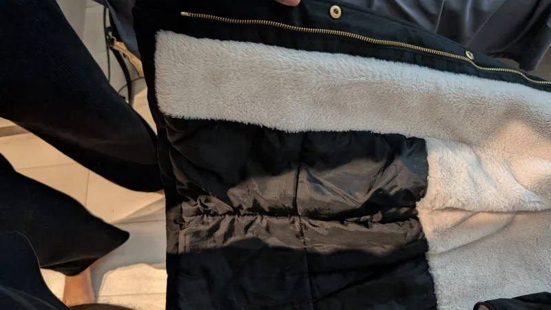 Women's Black Winter Parka with Detachable Head Cap image indicator(7)