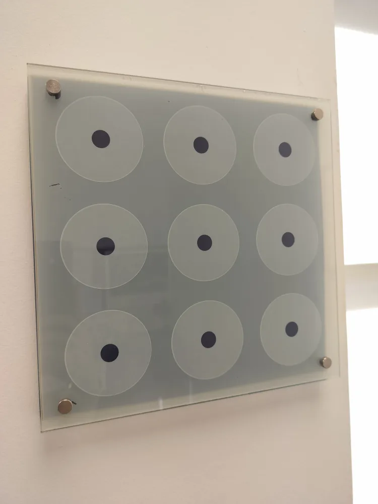 Set of two minimalist abstract art glass wall hangings image indicator(2)