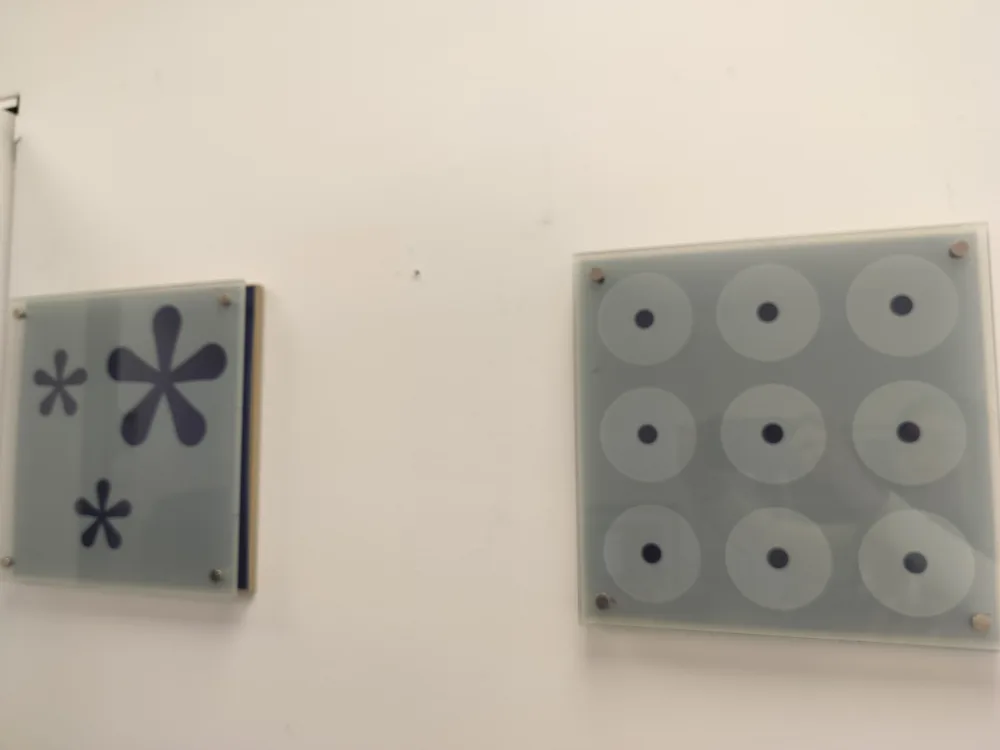 Set of two minimalist abstract art glass wall hangings image indicator(3)