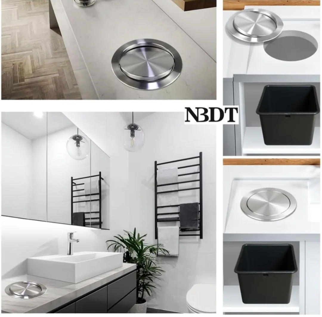 Stainless Steel HIDDEN TRASH CAN Cover - Silver image indicator(8)