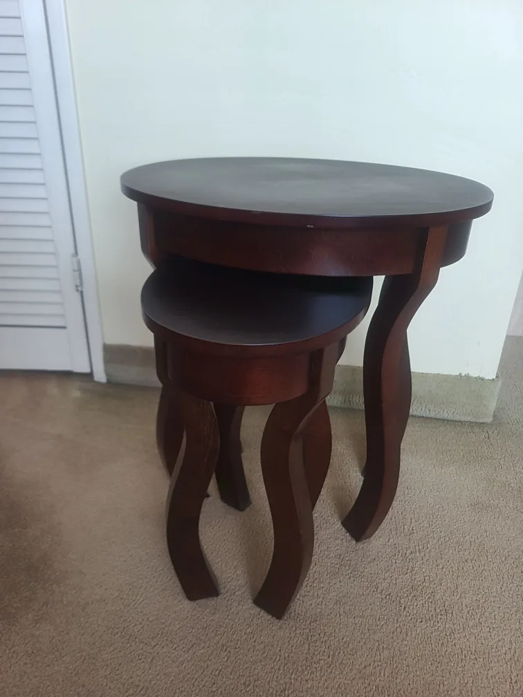 Veronica Collection Nested Oval Side Tables - Dark Brown Wood image indicator(2)