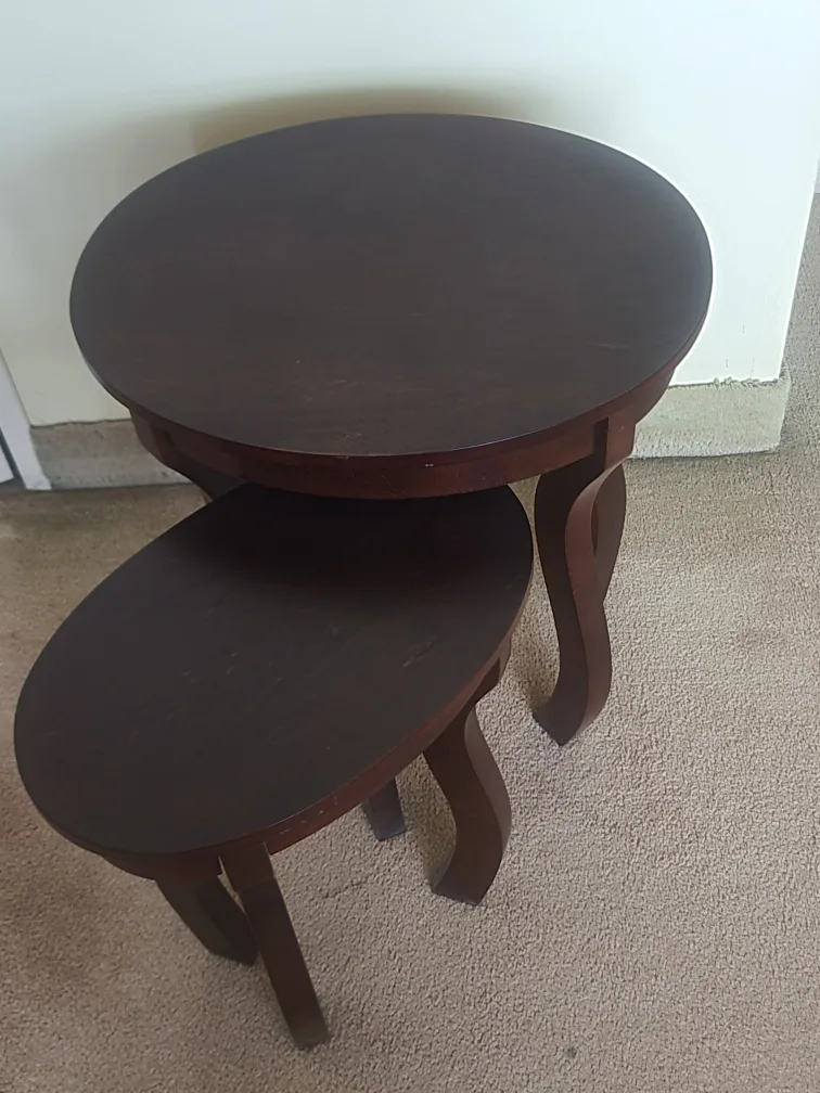 Veronica Collection Nested Oval Side Tables - Dark Brown Wood image indicator(3)