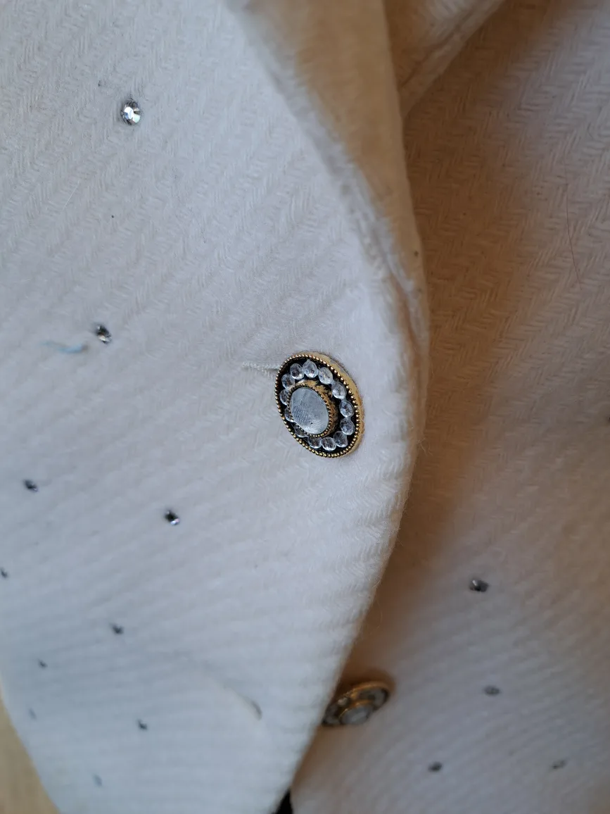 Vintage Cream Wool Blazer with Rhinestones image indicator(3)