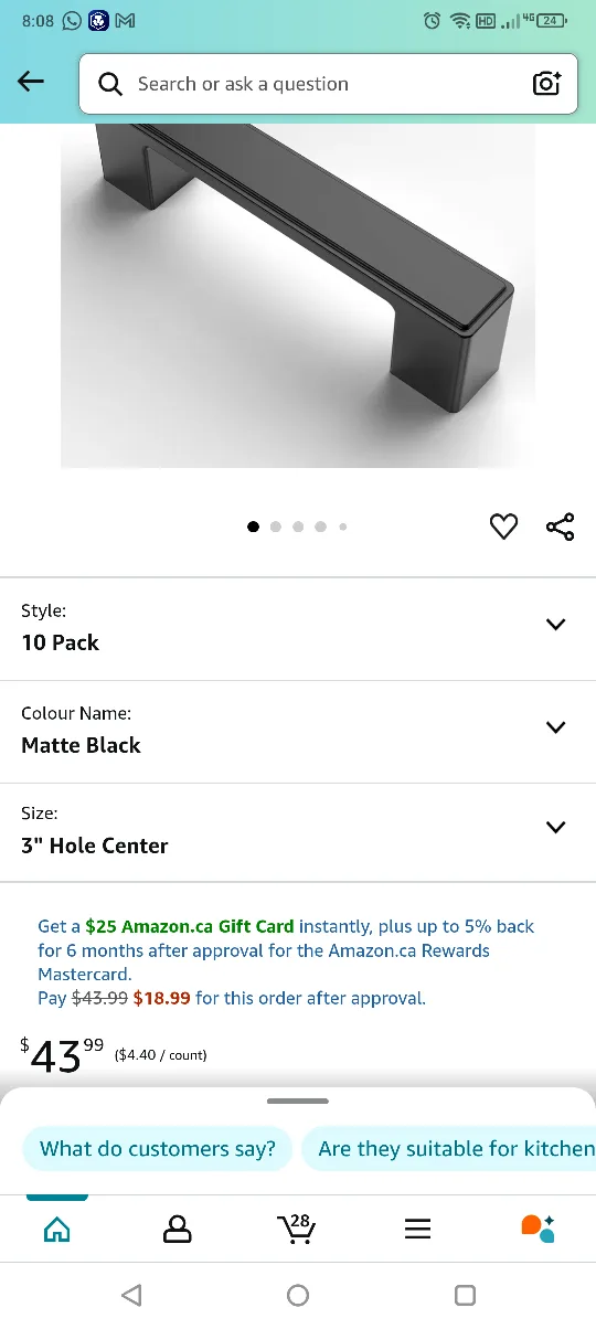 10 Pack Matte Black Cabinet Drawer Pulls 3" Hole Centers image indicator(3)