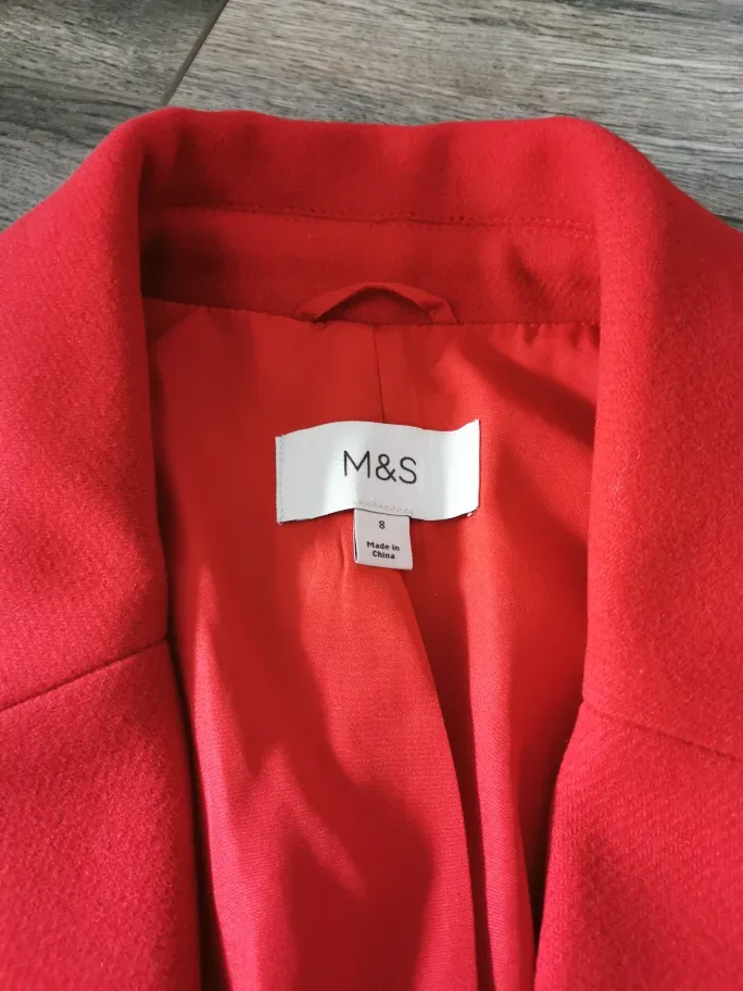 Red M&S longline coat, size 8 image indicator(2)
