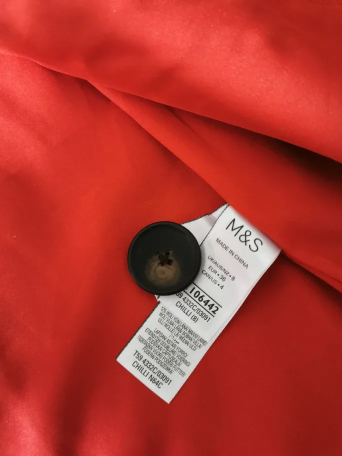 Red M&S longline coat, size 8 image indicator(4)