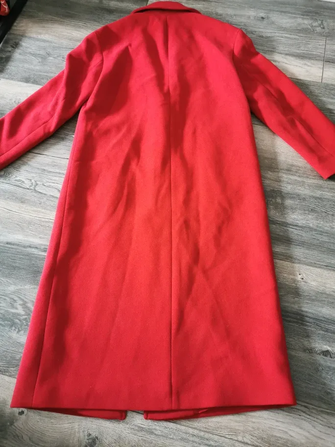 Red M&S longline coat, size 8 image indicator(5)