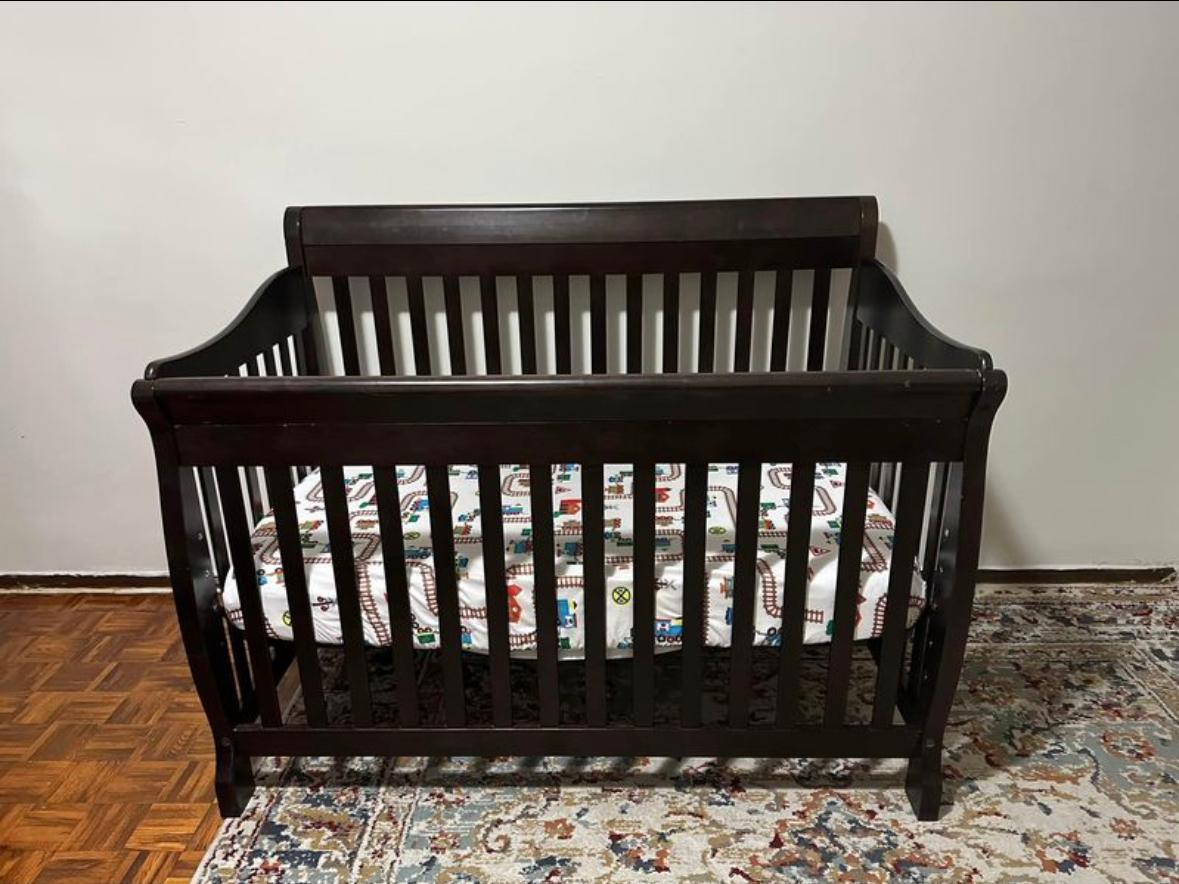 Dark Brown Wooden Crib