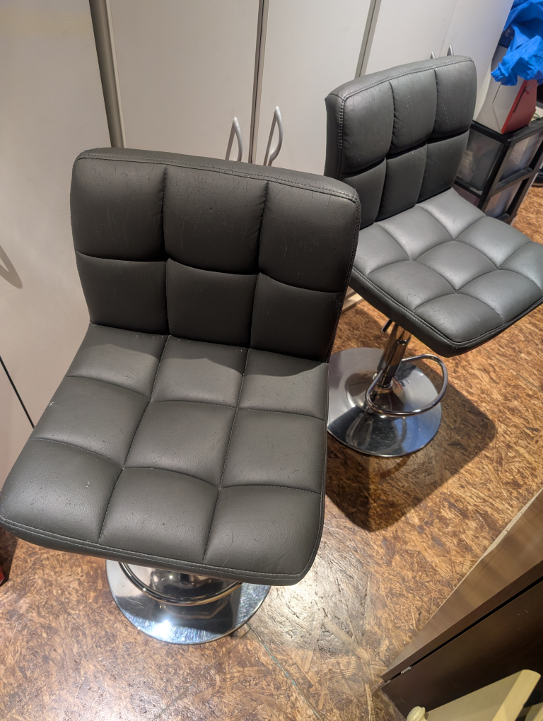 Pair of Black Swivel Bar Stools - photo 2