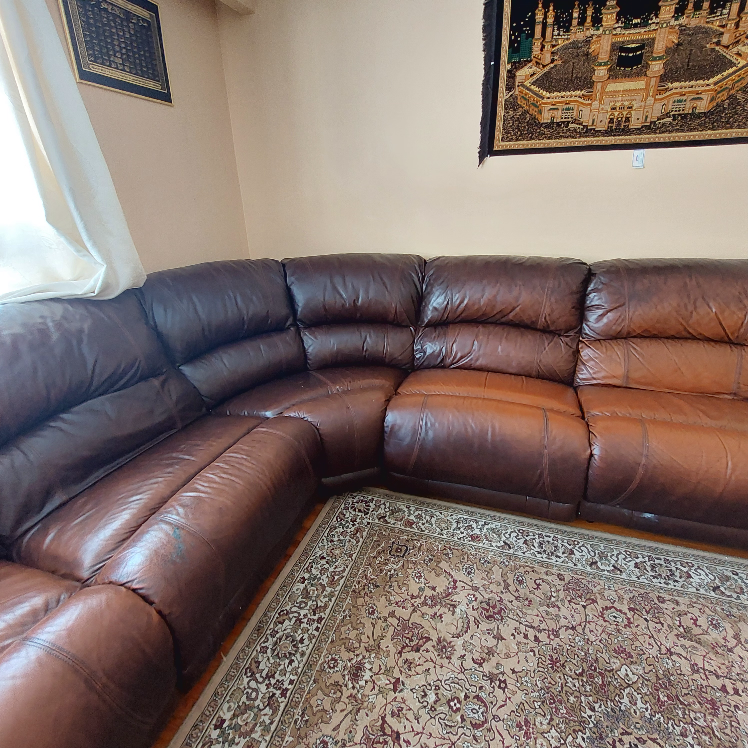 Brown Leather Reclining Sectional Sofa - photo 2