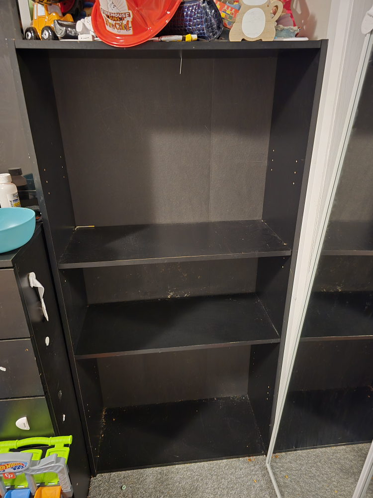 Tall Black 3-Shelf Bookcase