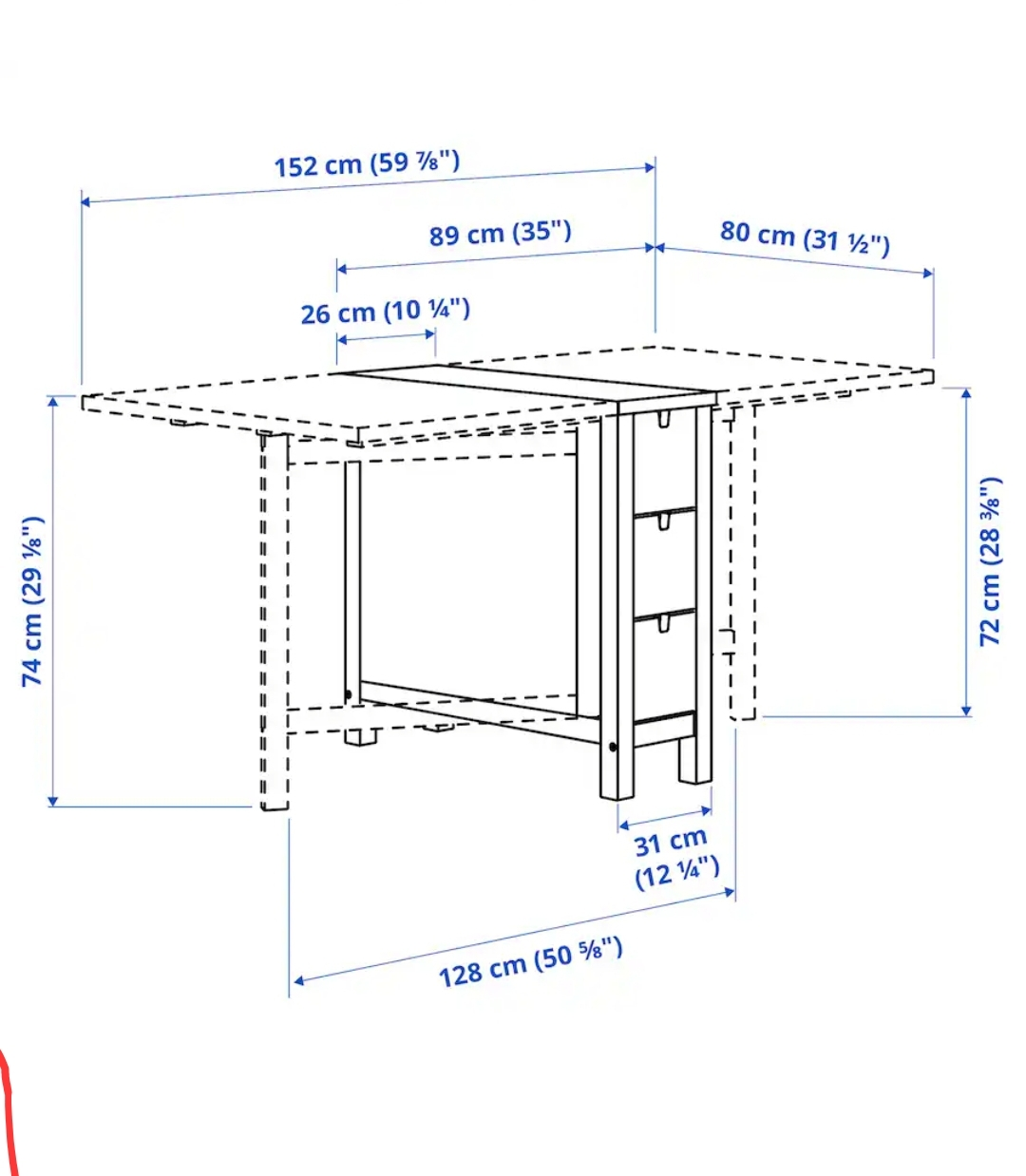 IKEA Drop-Leaf Table with Drawers - photo 3