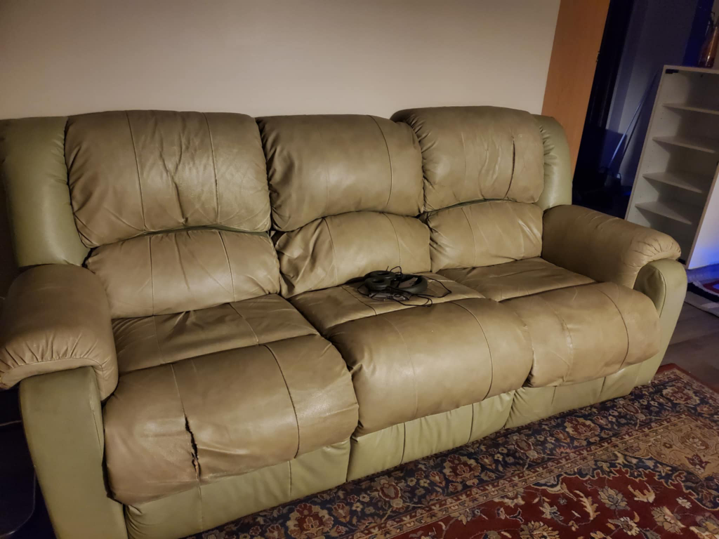 Recliner Sofa - Beige Leather