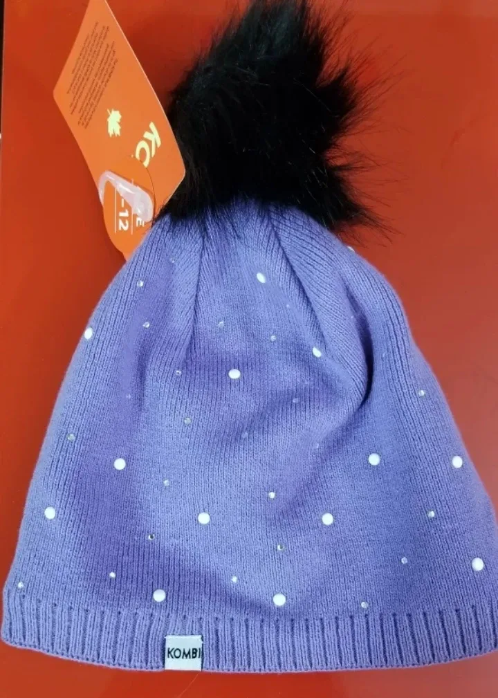 Girls' Kombi Carter's Purple Knit Beanie with Pom Pom image indicator(2)