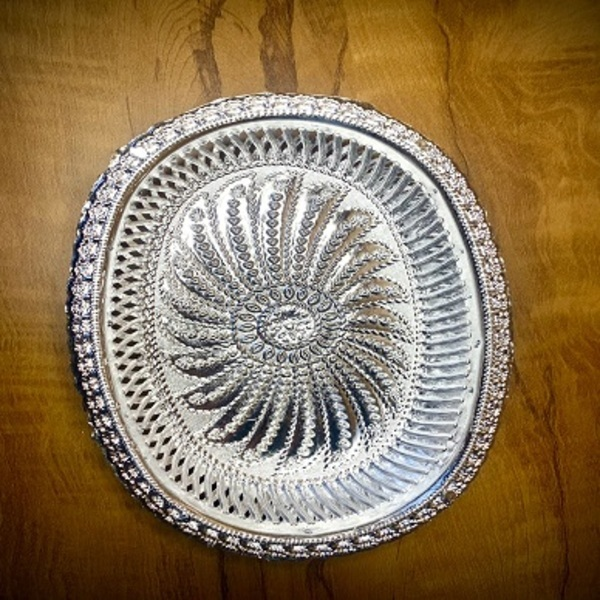 Silver-tone Decorative Tray oval shape