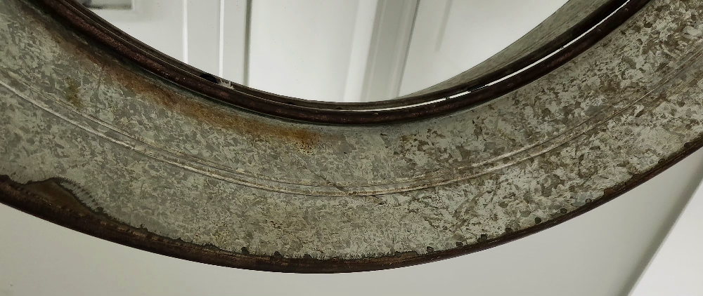 Rustic Galvanized Metal Mirror with Rope Handles - photo 4