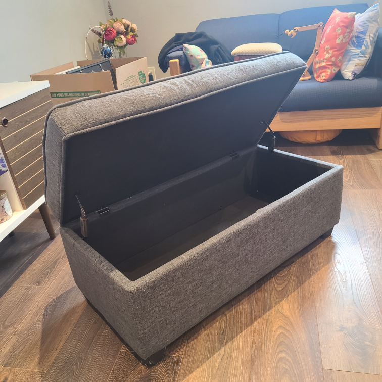 Grey Fabric Storage Ottoman - photo 2