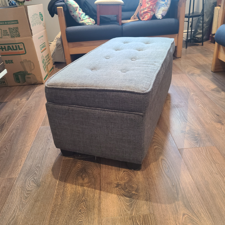 Grey Fabric Storage Ottoman - photo 3