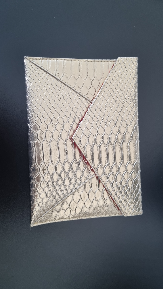 SKINN by Dimitri James Gold Snakeskin Envelope Clutch