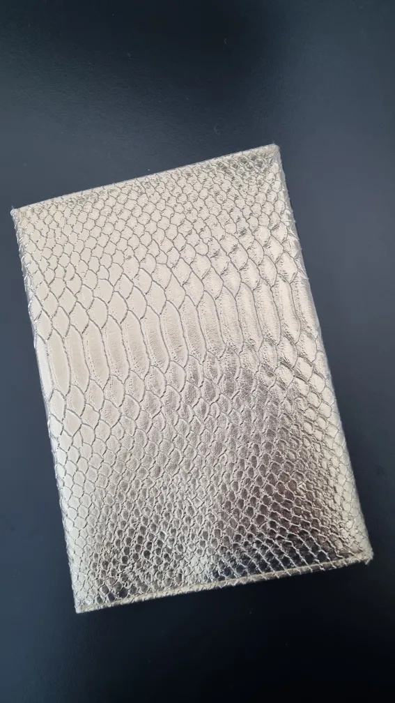 SKINN by Dimitri James Gold Snakeskin Envelope Clutch image indicator(3)