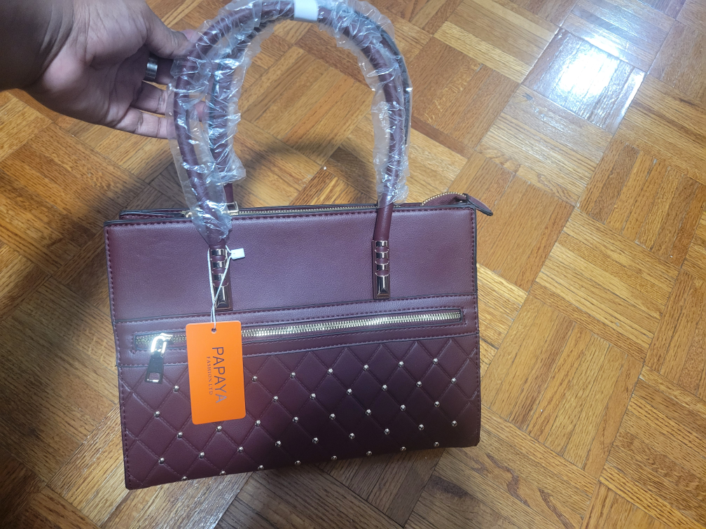 Papaya Handbag - Burgundy Studded Tote - photo 4