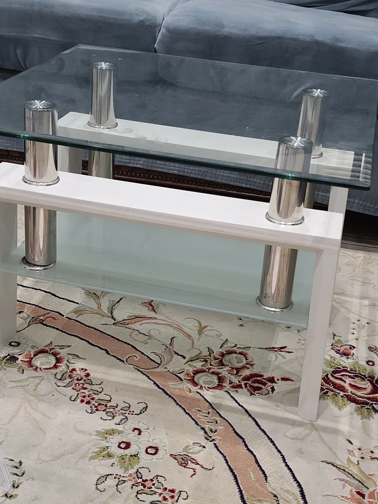 3 Glass-top Coffee Tables with White Frame - photo 5