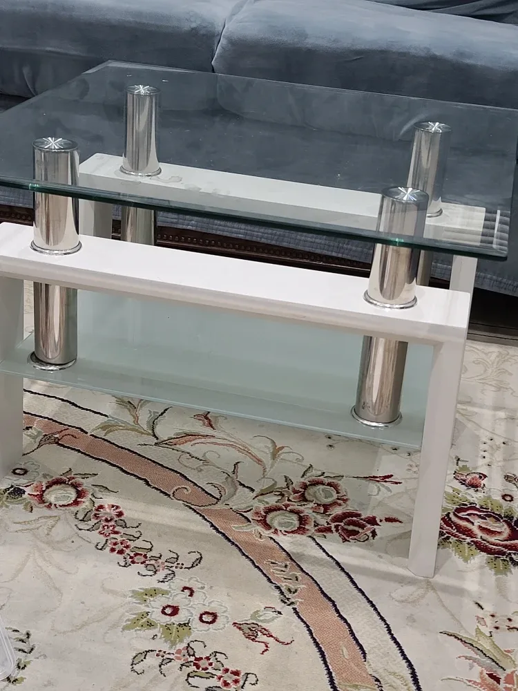 3 Glass-top Coffee Tables with White Frame image indicator(5)