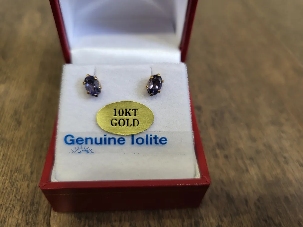 Genuine Iolite 10KT Gold Earrings image indicator(2)