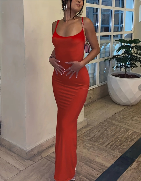 Red Bodycon Maxi Dress